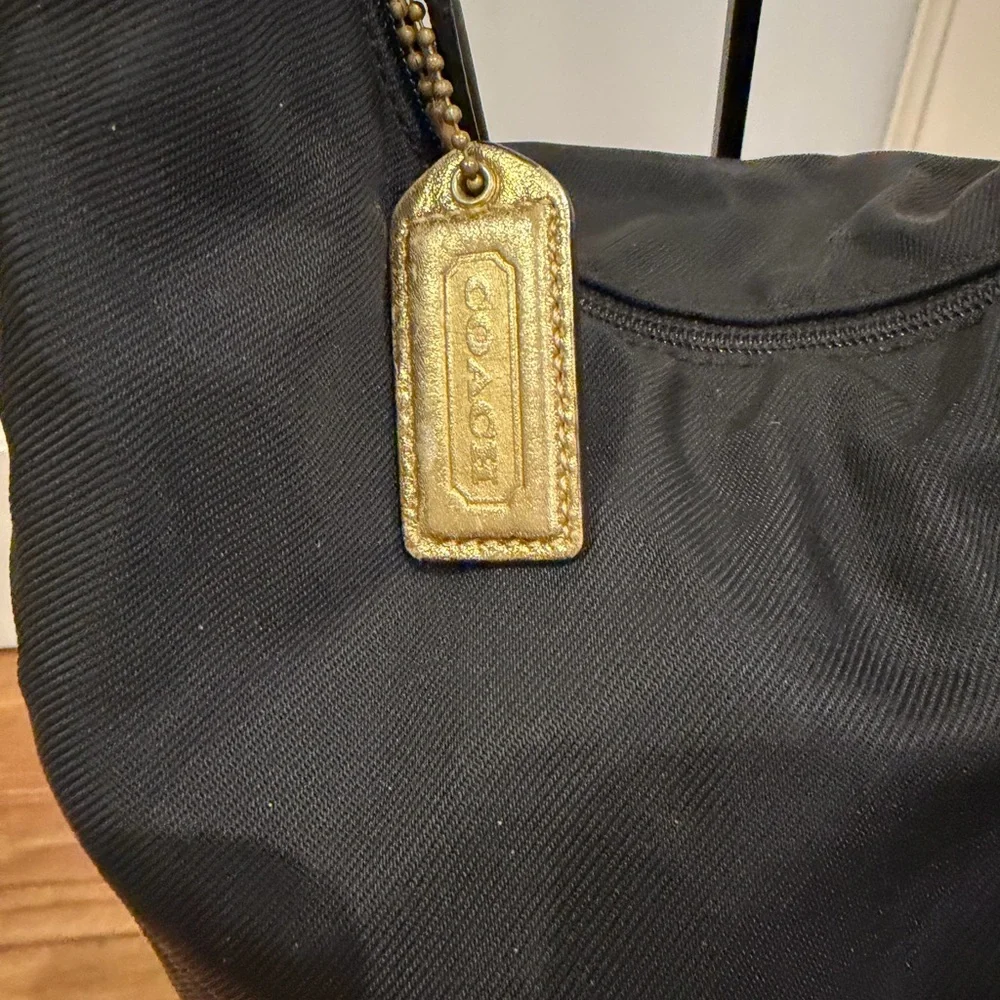 Vintage Coach Black Hobo Bag with Gold Accents - Picture 2 of 15